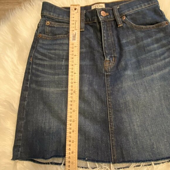 J Crew Frayed Denim Jean Skirt 24 Blue Cotton - Picture 5 of 8